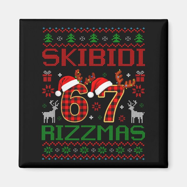 Íman Meme engraçado do Skibidi Rizzmas com vibrações fe (Frente)