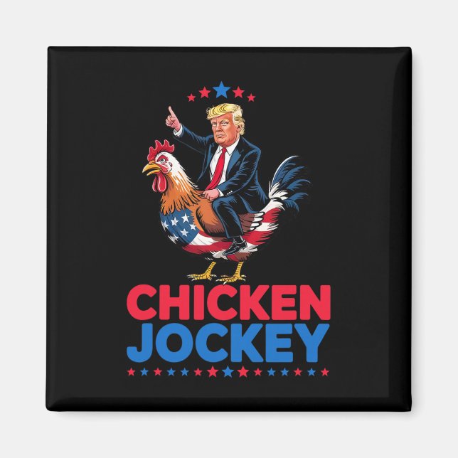 Íman Meme engraçado do Trump de jóquei de frango (Frente)