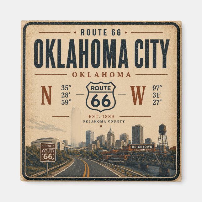 Íman Memorabilia da Rota 66 de Oklahoma City (Frente)