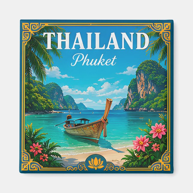 Íman 🌴 Memória da Praia de Phuket Tailândia da Viagem  (Frente)