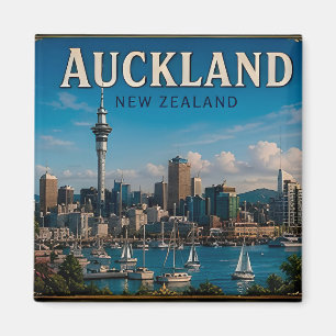 Íman 🧲 Memória de Férias da Silhueta de Auckland Nova