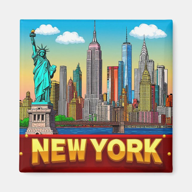 Íman 🧲 Memória de Férias de Nova York EUA 🌆 (Frente)
