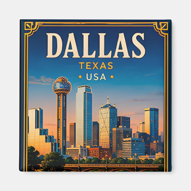 Íman ⭐ Memória de Férias em Dallas Texas (Frente)