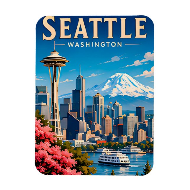 Íman ☕ Memória de Férias em Seattle Washington (Vertical)