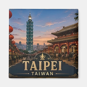 Íman 🏙️ Memória de Férias em Taipei Taiwan Para Viajan