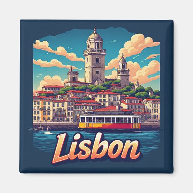 Íman 🧲 Memória de Férias na Cidade de Lisboa Portugal (Frente)
