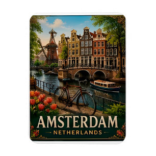 Íman 🧲 Memória de Férias no Canal de Amsterdã Holanda