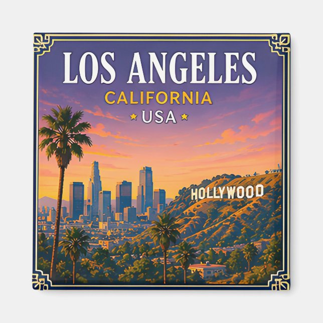 Íman 🌴 Memória de Los Angeles Califórnia de Hollywood  (Frente)