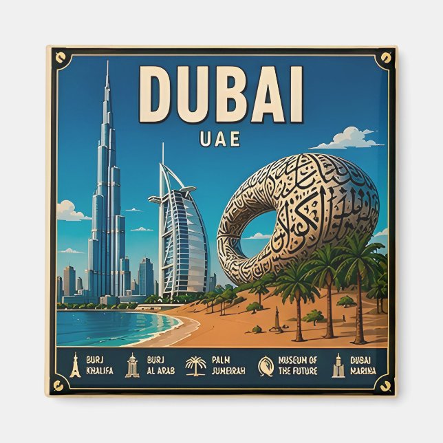 Íman 🧲 Memória de Viagem de Dubai UAE 🏜️ (Frente)