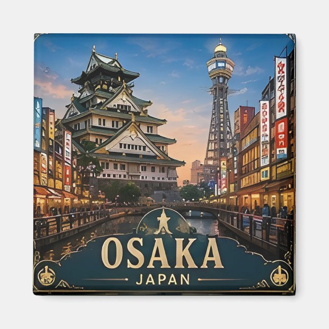 Íman 🧲 Memória de Viagem de Osaka Japão Para Cada Aven (Frente)