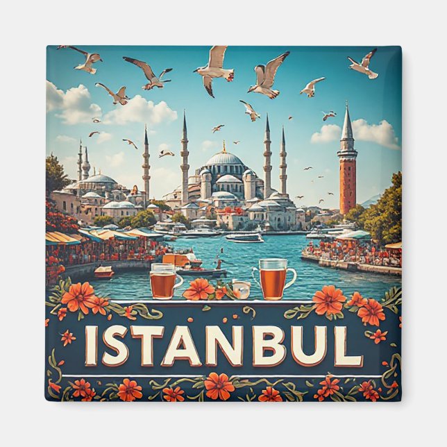 Íman 🧲 Memória de Viagem para Istambul Turquia 🧲 (Frente)