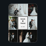 Íman Memória Romântica De Casamento - 6 Fotos Personali<br><div class="desc">Celebre sua história de amor com este ímã personalizado de fotos de casamento, com seis slots de fotos personalizados e texto editável para nomes e anos de casamento. Este elegante e flexível ímã fotográfico é perfeito como guardiã do seu dia especial, ou como um favor de casamento para convidados e...</div>