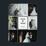 Íman Memória Romântica De Casamento - 6 Fotos Personali<br><div class="desc">Celebre sua história de amor com este ímã personalizado de fotos de casamento, com seis slots de fotos personalizados e texto editável para nomes e anos de casamento. Este elegante e flexível ímã fotográfico é perfeito como guardiã do seu dia especial, ou como um favor de casamento para convidados e...</div>