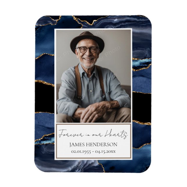 Íman Memorial Blue e Dourada Galeria de Fotos (Vertical)