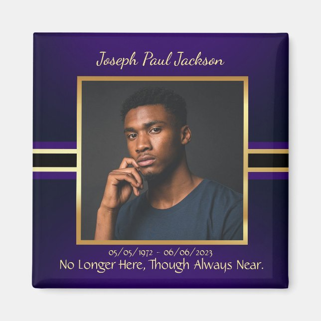 Íman Memorial de Foto Dourada Roxo (Frente)