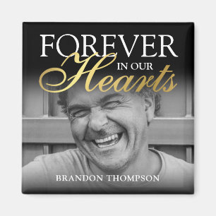 Íman Memorial de Fotografia Funeral Dourada Negra