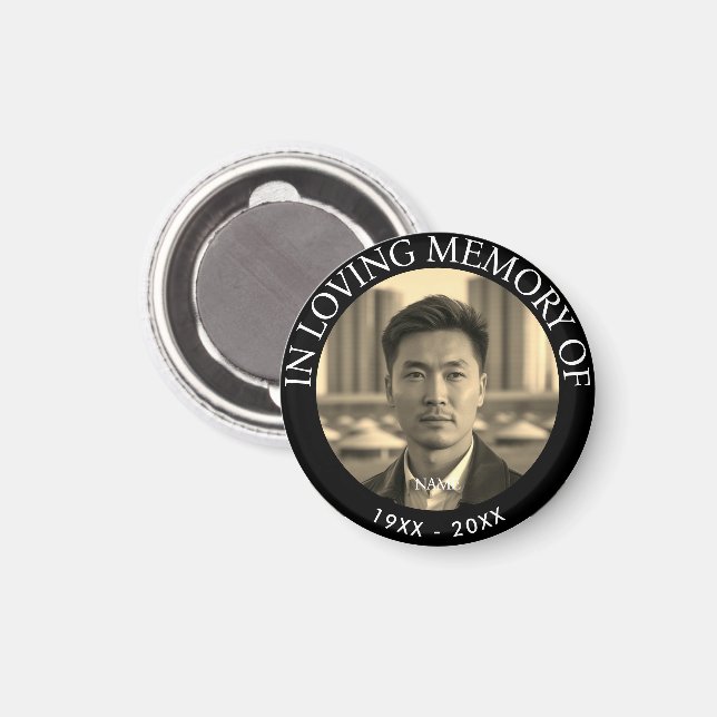 Íman Memorial de Morte com Foto Personalizada Moderna (Front/Back)