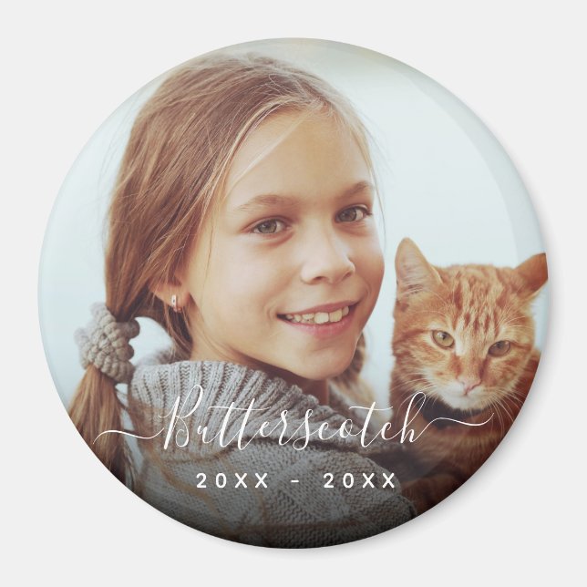 Íman Memorial de Sobreposição de Nome de Pet de Script  (Frente)