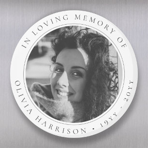 Íman Memorial Elegante Funeral Favor Preto e Branco