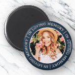 Íman Memorial In Loving Memory Modern Custom Photo<br><div class="desc">Este design simples e moderno é composto por tipografia de serifa e adiciona uma foto personalizada. "In Loving Memory" rodeia a foto personalizada do seu amado.</div>