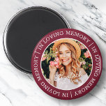 Íman Memorial In Loving Memory Modern Custom Photo<br><div class="desc">Este design simples e moderno é composto por tipografia de serifa e adiciona uma foto personalizada. "In Loving Memory" rodeia a foto personalizada do seu amado.</div>