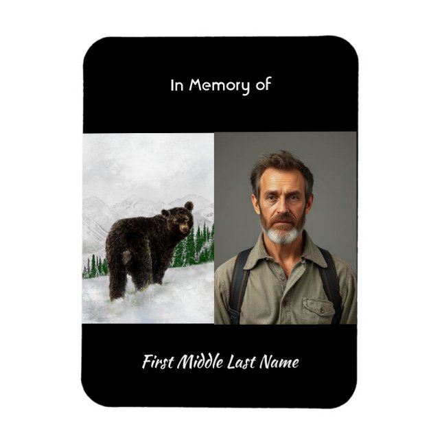 Íman Memorial Keepsake Black Bear Animal (Vertical)