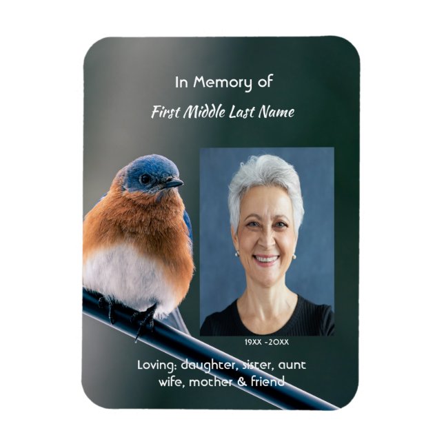 Íman Memorial  Keepsake Bluebird Garden Bird  (Vertical)