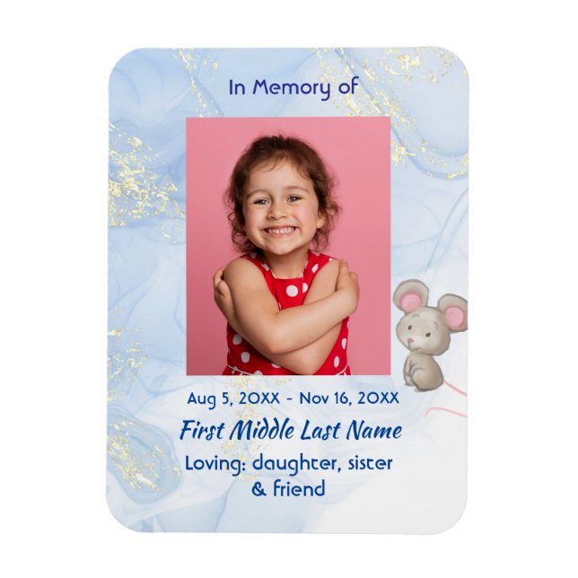 Íman Memorial Keepsake Cute Little Mouse Children   (Vertical)