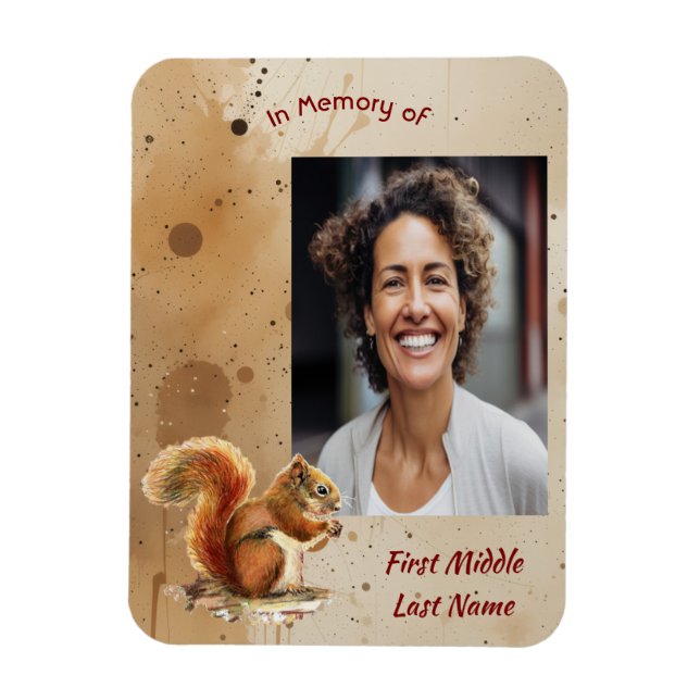 Íman Memorial Keepsake Cute Red Squirrel (Vertical)