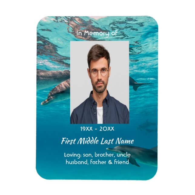 Íman Memorial  Keepsake Dolphins Underwater Ocean (Vertical)