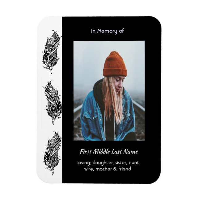 Íman Memorial Keepsake Feather Tribal Boho  (Vertical)