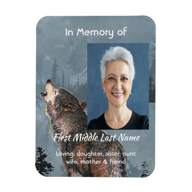 Íman Memorial Keepsake Howling Wolf Art (Vertical)