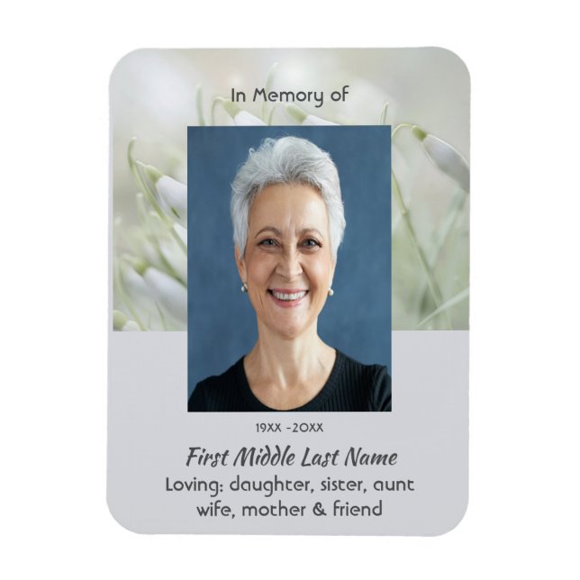 Íman Memorial Keepsake  Snowdrop Flowers (Vertical)