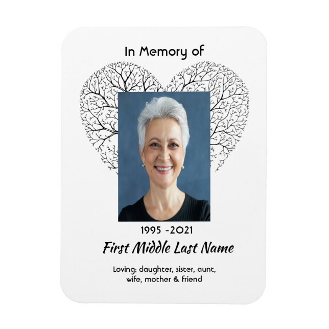 Íman Memorial Keepsake Tree Life Heart Love (Vertical)