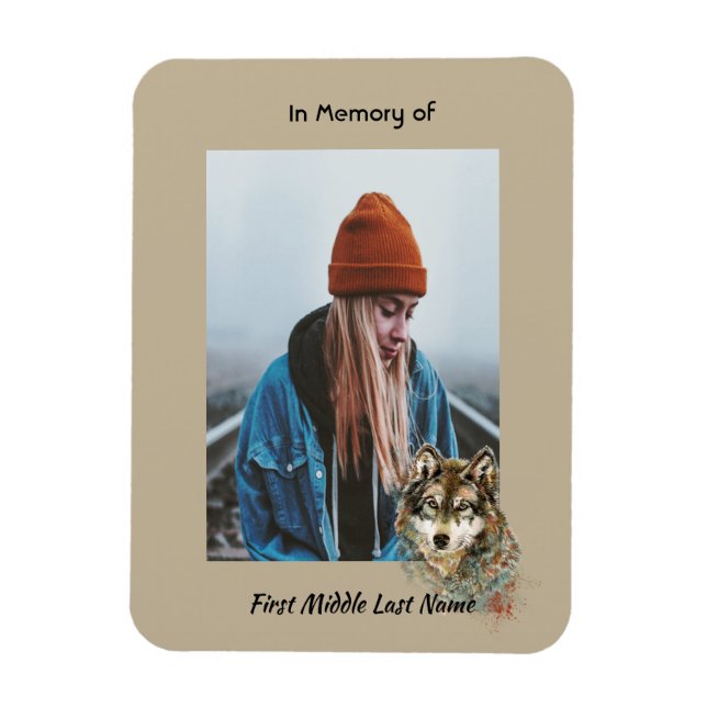 Íman Memorial Keepsasasaul Aquarela Animais do Lobo (Vertical)