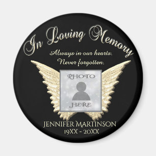 Íman Memorial Personalizado Angel Wings Adicionar Fot