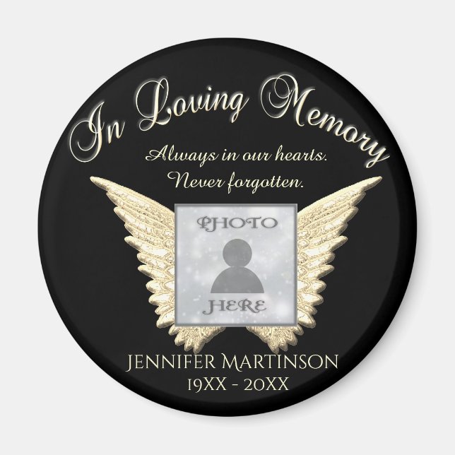 Íman Memorial Personalizado | Angel Wings Adicionar Fot (Frente)