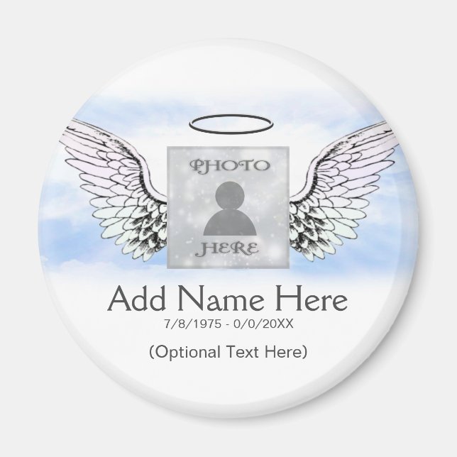 Íman Memorial Personalizado | Anjos e Nuvens (Frente)