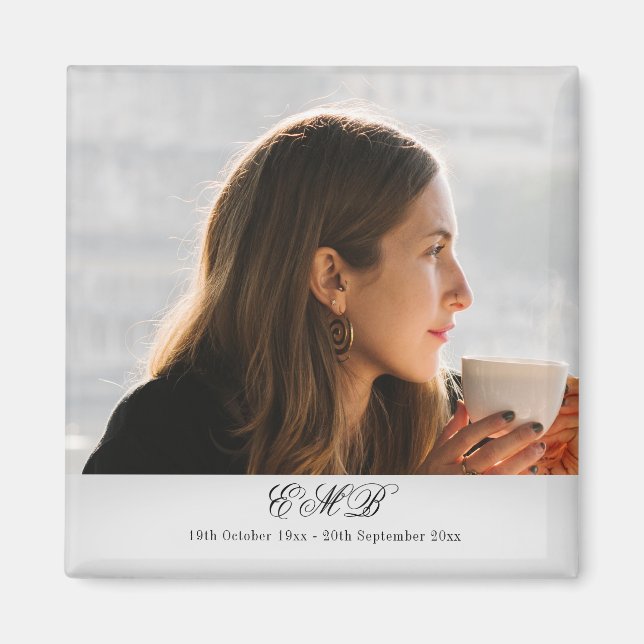 Íman Memorial Photo Funeral Monograma (Frente)