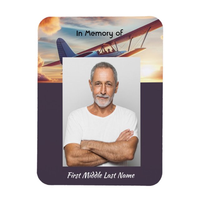 Íman Memorial Photo Pilot Airplane Flying Sunset (Vertical)