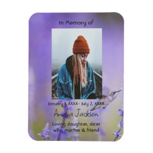 Íman Memorial Prayer Card Hummingbird Lavanda Flores