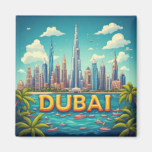 Íman 🧲 Memórias de Viagem de Dubai da Silhueta dos Emi
