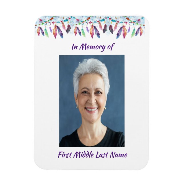 Íman Memory Keepsake  Feathers Boho Tribal Native (Vertical)