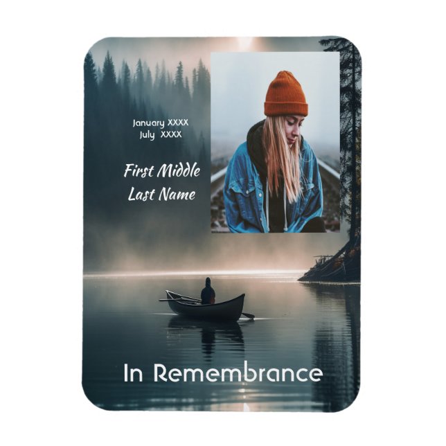 Íman Memory Remembrance Keepsake Wilderness Lake Canoe (Vertical)