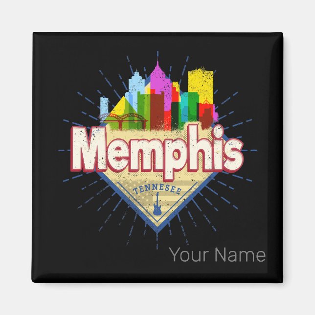 Íman Memphis Tennessee EUA Retro Skyline (Frente)
