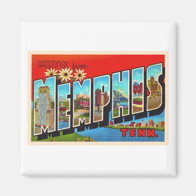 Íman Memphis Tennessee TN Vintage - Letra grande (Frente)