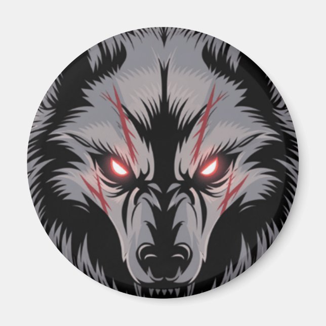 Íman Menacando Lobo com Olhos Vermelhos Brilhantes (Frente)
