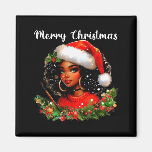 Íman Menina Africana Preta Engraçada Natal Americano Me