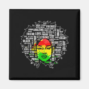 Íman Menina Afro Camisa Negra História Mês Citação Afri