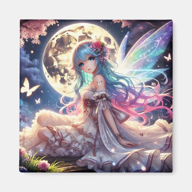 Íman Menina Anime Princesa Fada da Lua no Jardim (Frente)